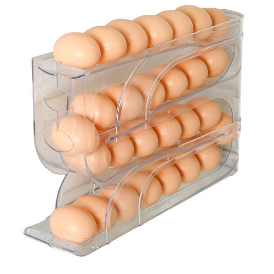 Suport Organizator pentru Oua, Flippy, pentru Frigiderul, Patru straturi,  32x20x7 cm, Transparent