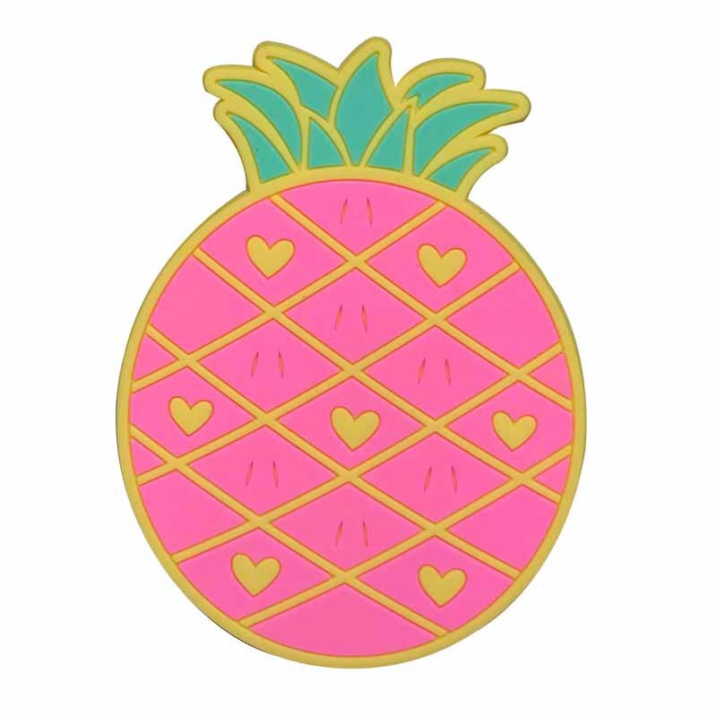 Suport pentru Pahar, Flippy, Model Ananas, din PVC, 12 x 9 cm, Rezistent la Caldura, Roz