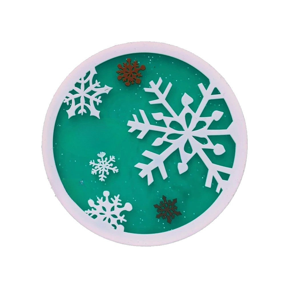 Suport pentru Pahar, Flippy, Model Fulg de Nea, din PVC, 10 cm, Rezistent la Caldura, Verde