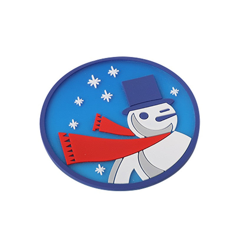 Suport pentru Pahar, Flippy, Model Om de Zapada, din PVC, 10 cm, Rezistent la Caldura, Albastru