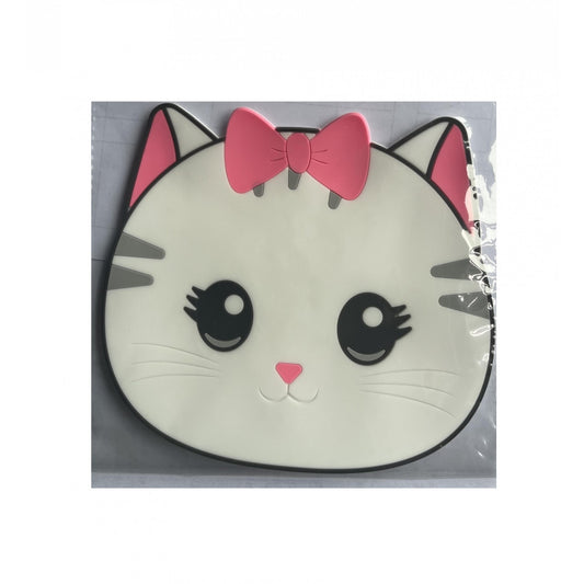 Suport pentru Pahar, Flippy, Model Pisicuta, din PVC, 15.5 x 15.5 cm, Rezistent la Caldura, Alb/Roz