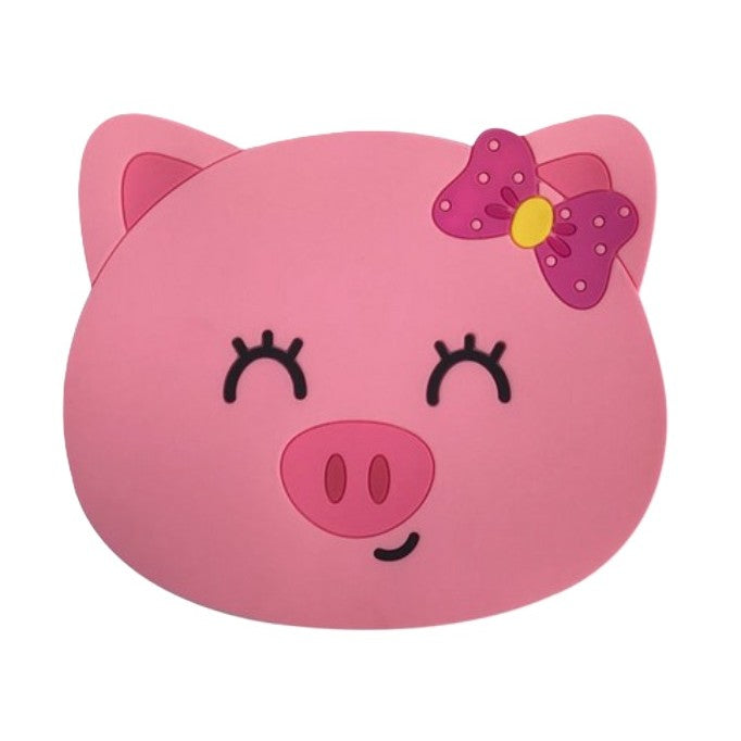 Suport pentru Pahar, Flippy, Model Urs Purcelus, din PVC, 15.5x15.5 cm, Rezistent la Caldura, Roz