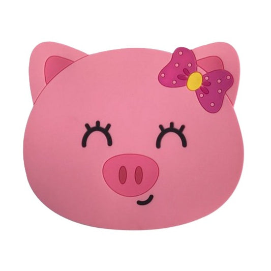 Suport pentru Pahar, Flippy, Model Urs Purcelus, din PVC, 15.5x15.5 cm, Rezistent la Caldura, Roz