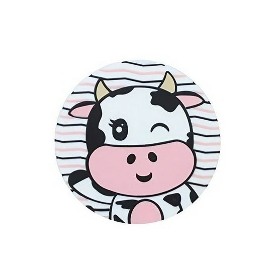 Suport pentru Pahar, Flippy, Model Vacuta, din PVC, 10 cm, Rezistent la Caldura, Alb/Negru