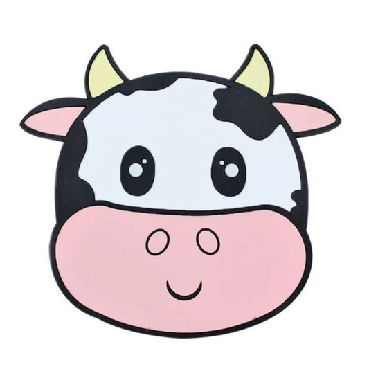 Suport pentru Pahar, Flippy, Model Vacuta, din PVC, 15.5 x 15.5 cm, Rezistent la Caldura, Alb/Roz