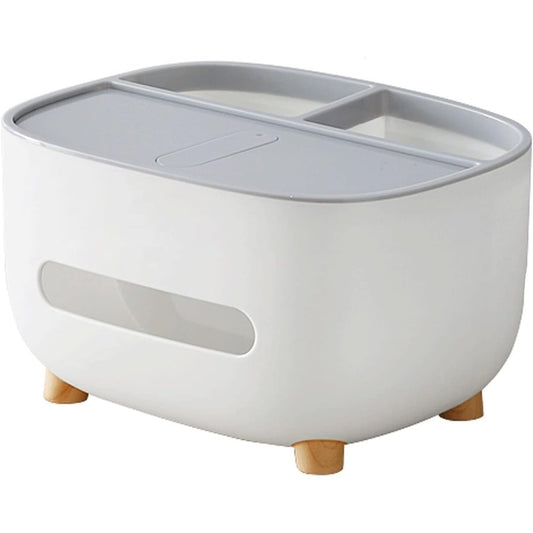 Suport pentru Servetele, Flippy, Cutie Multifunctionala, Design Minimalist, ABS, cu Suport pentru Obiectele Personale, pentru Birou, 21x12x12 cm, Gri