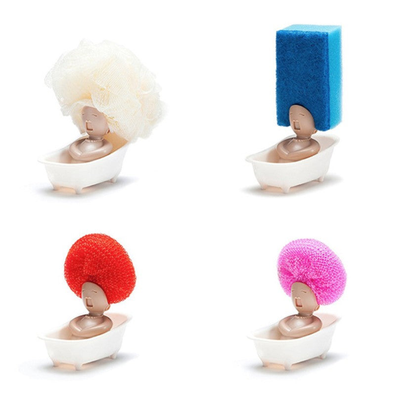 Suport pentru Spalat Vase, Flippy, pentru Burete/Sarma, Model Cada, Alb/Bej