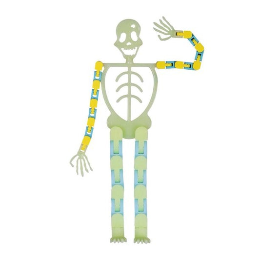 Suport pentru telefon mobil, jucarie de decompresie pentru adulti, tip schelet luminos de Halloween, verde, lungime 17 cm