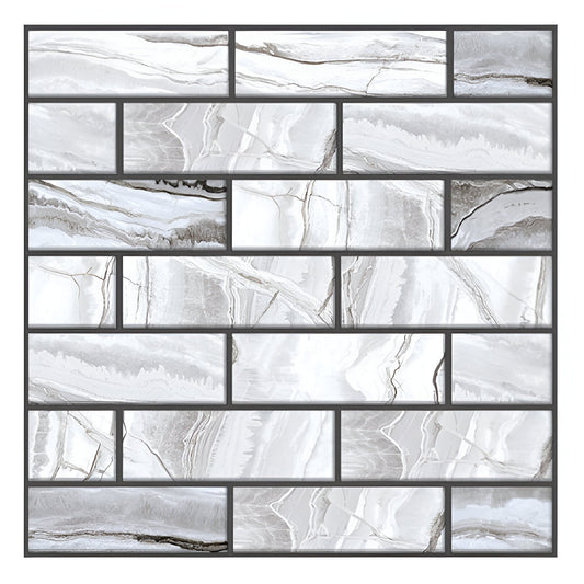 10 x Placi Tapet Autocolant 3D cu Imitatie de Marmura Dreptunghiulara, pentru Perete Bucatarie Sufragerie, Usor de Curatat, Rezistent la Apa, Autoadeziv, 30x30 cm, Gri