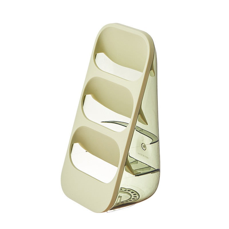 Suport - Organizator pentru Tacamuri, Flippy, 3 Compartimente, Suport pentru Cosmetica, Ustensile, Material PP Durabil, 33 x 16 x 15 cm Verde