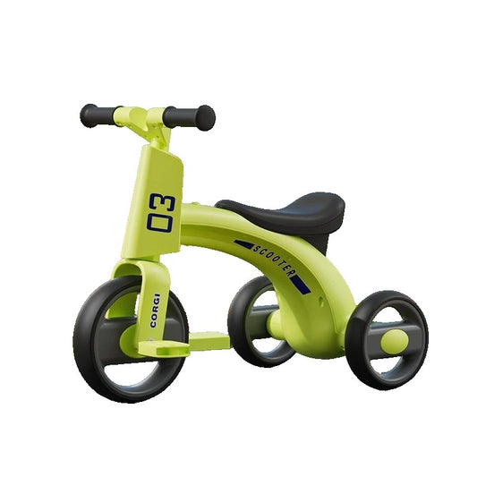 Tricicleta pentru Copii, Flippy, Exercitiu de Echilibru, pentru 1-6 Ani, Functie de Lumini si Sunete, cu Pedale, din Plastic, Roti Gonflabile, Greutate Portanta 60 kg, 57 x 36 x 47 cm, Verde