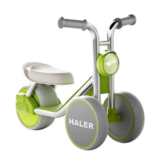 Tricicleta pentru Copii, Flippy, Exercitiu de Echilibru, pentru 1-6 Ani, Lumina LED, Fara Pedale, din Plastic, Roti 7.8 cm, Greutate Portanta 50 kg, 43 x 58 x 35 cm, Verde