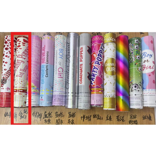 Tun Confetti, Flippy, Model Wedding Popper Inimi, 40 cm, Ambalaj din Carton, Eliberare prin Rasucire, Rosu