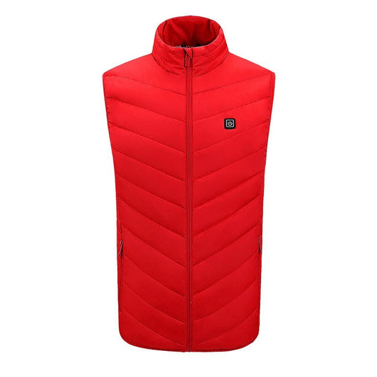 Vesta cu Incalzire, Flippy, Unisex, 2 Zone de Incalzire, Umplutura Bumbac, 3 Trepte de Temperatura, Incarcare USB, Rosu, 45 - 58 kg, Marime L