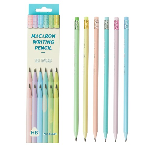 Set 12 Creioane Negre, Flippy, pentru Elevi Scoala, cu Radiera, Model Set Multicolor Pal